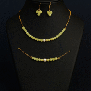 lemon yellow set with pearl accents