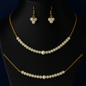 clear crystal beaded set with pearl accents