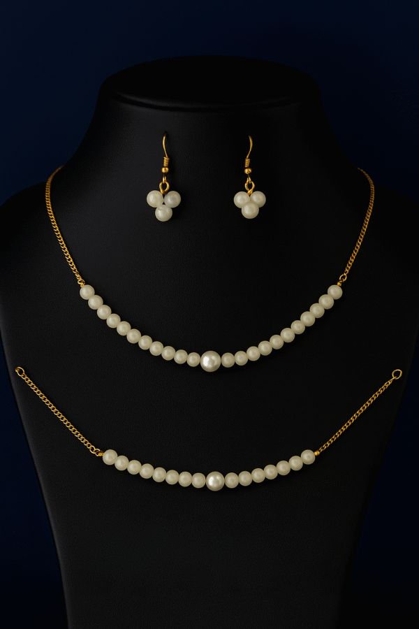 clear crystal beaded set with pearl accents