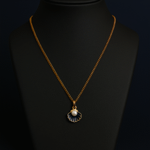 royal blue seashell and pearl pendant necklace
