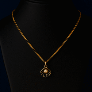 black seashell and pearl pendant necklace