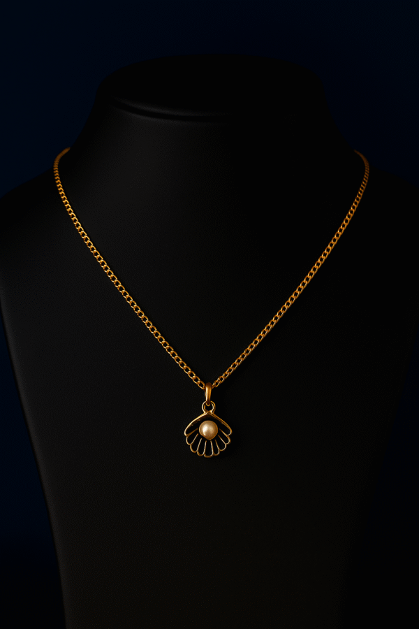 black seashell and pearl pendant necklace