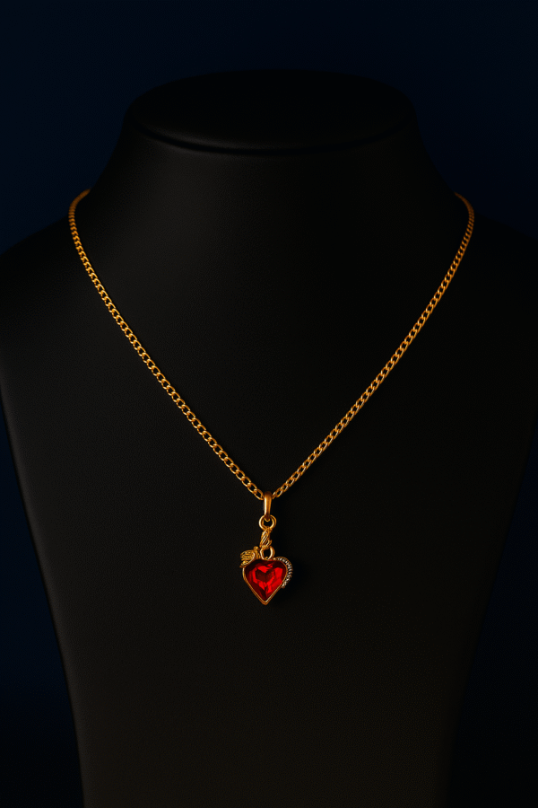 ruby red heart pendant necklace
