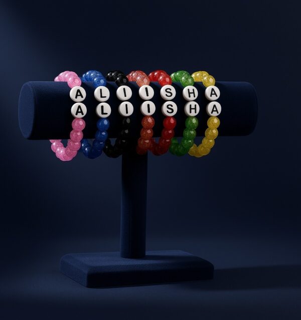 custom name rainbow bracelet set