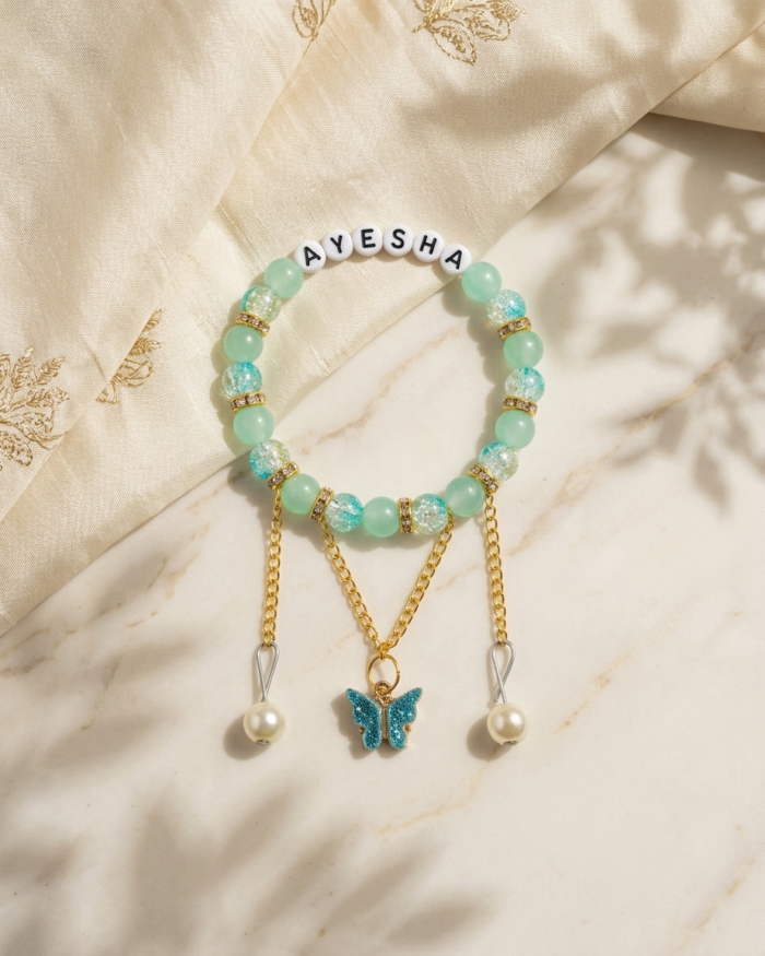 Mint Green | Custom Name Bracelet | Aleeva Fashions